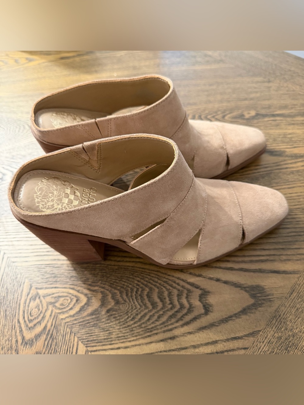 Vince Camuto Women's Aimie Suede Block Heel Mule in Light Taupe - size 8/39